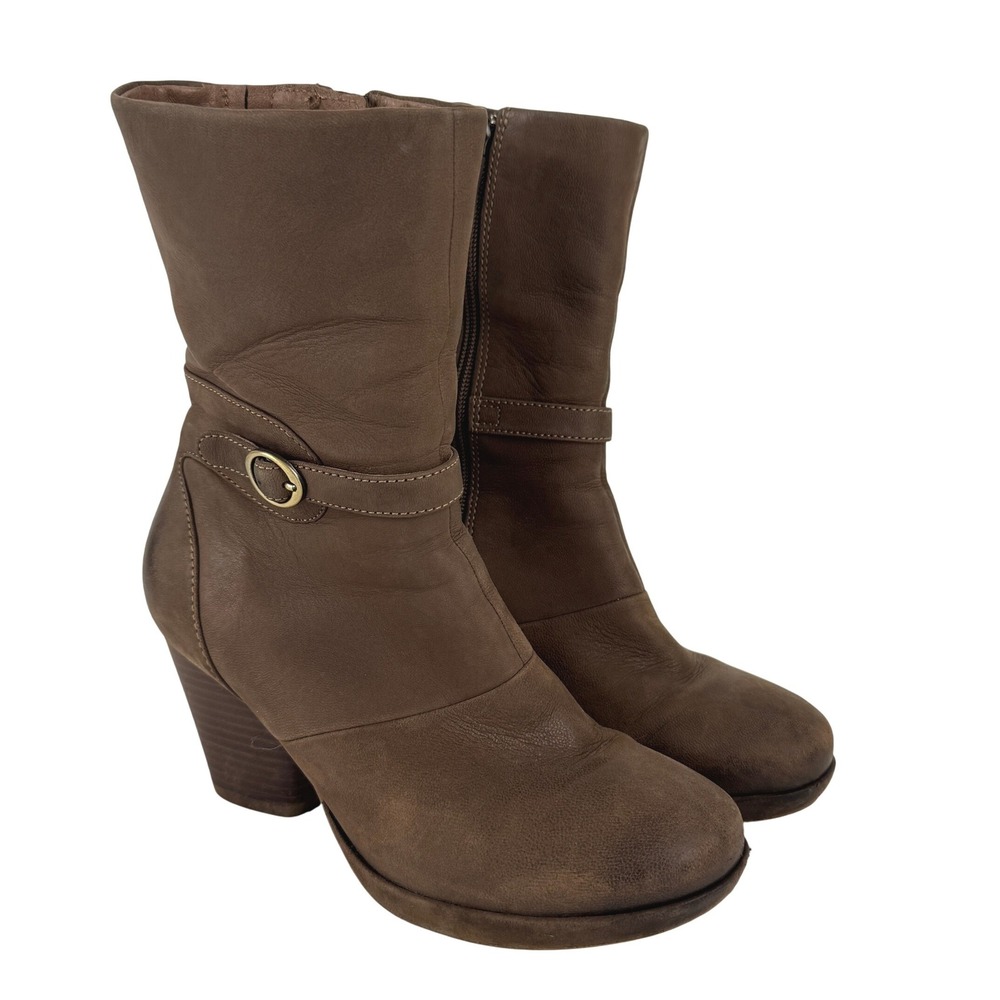 Dansko Marietta Brown Leather Side Zip Heeled Ankle Boots Size 37 6.5-7